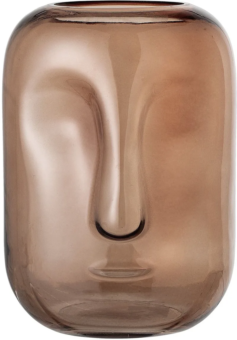 Face Glass Vase Ø 18 cm - Brown (82047485) fra Bloomingville i [gid://shopify/Metaobject/307221758287] – produktbillede