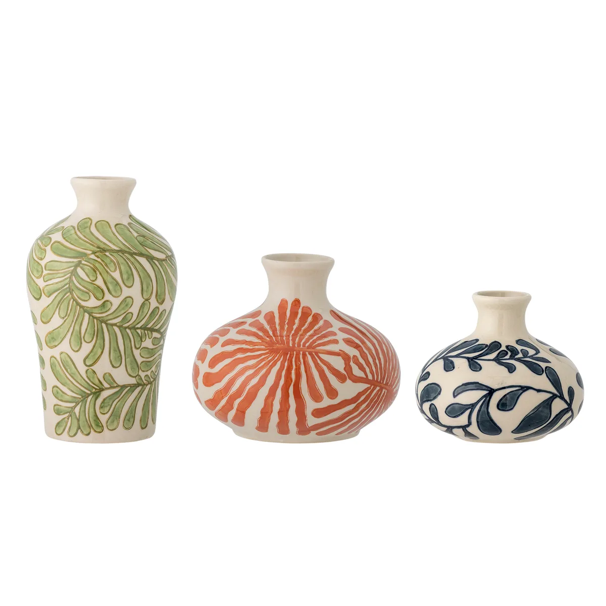 Fauni Vase, B11xH9/B13xH11/B11xH16 cm, 3 stk, Multifarvet fra Bloomingville – produktbillede