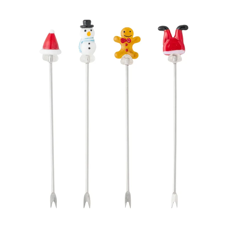 Feliz Cocktail-Gabel 4 Teile Weiß-rot van Bloomingville – productfoto