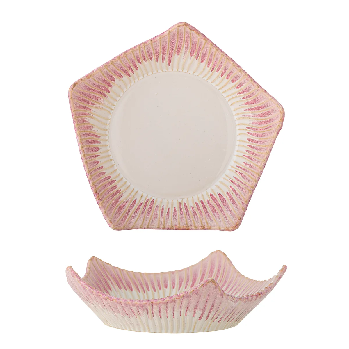 Floral Skål, Rosa, Stentøj, D28xH9 cm fra Bloomingville – produktbillede