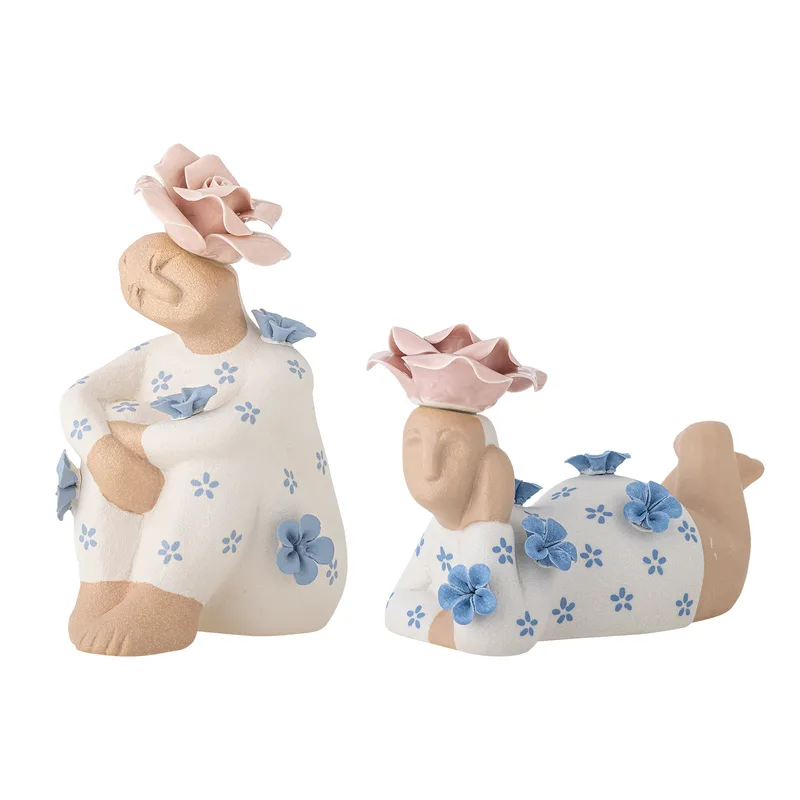 Floriella Dekofigur - blaues Steinzeug 2er-Set für Home Decor by Bloomingville – product photo