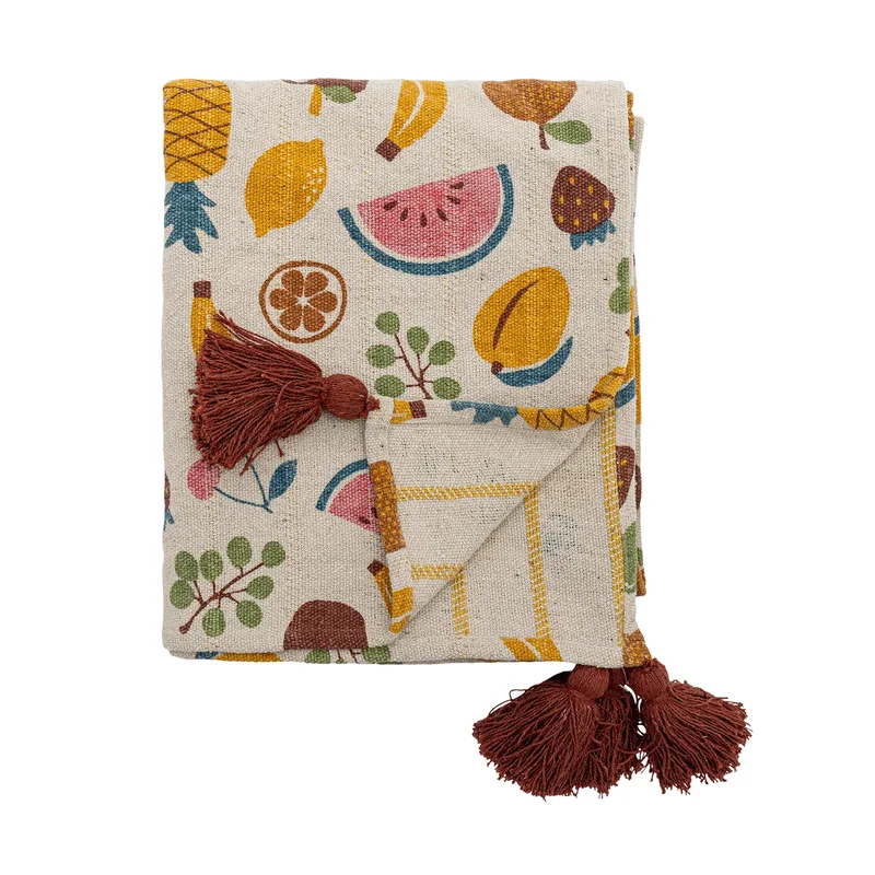 Fruitta Baumwollplaid 160x130 cm Gelb by Bloomingville – product photo