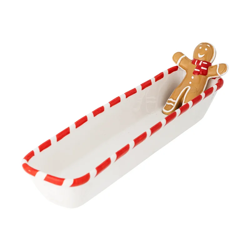 Ginnie Servierschale 36,5x12,5 cm Weiß-braun fra Bloomingville – produktbillede