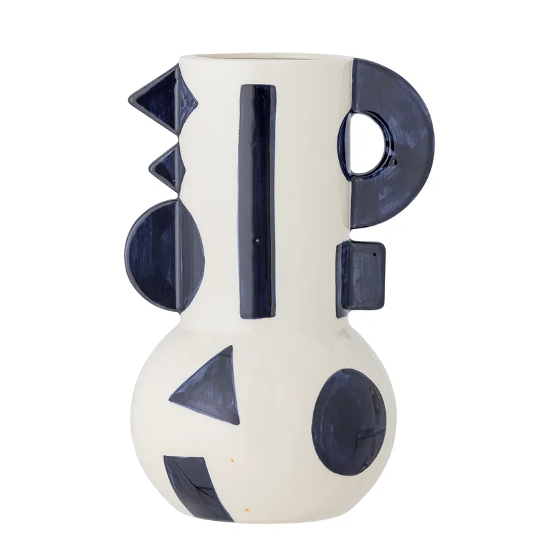 Graphica Vase - blaues Steinzeug (H:24) für Wohnzimmer fra Bloomingville – produktbillede