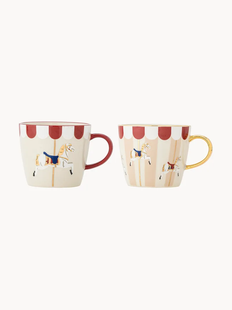 Handbeschilderde mokken Merry-go-round, 2-delig van Bloomingville – productfoto