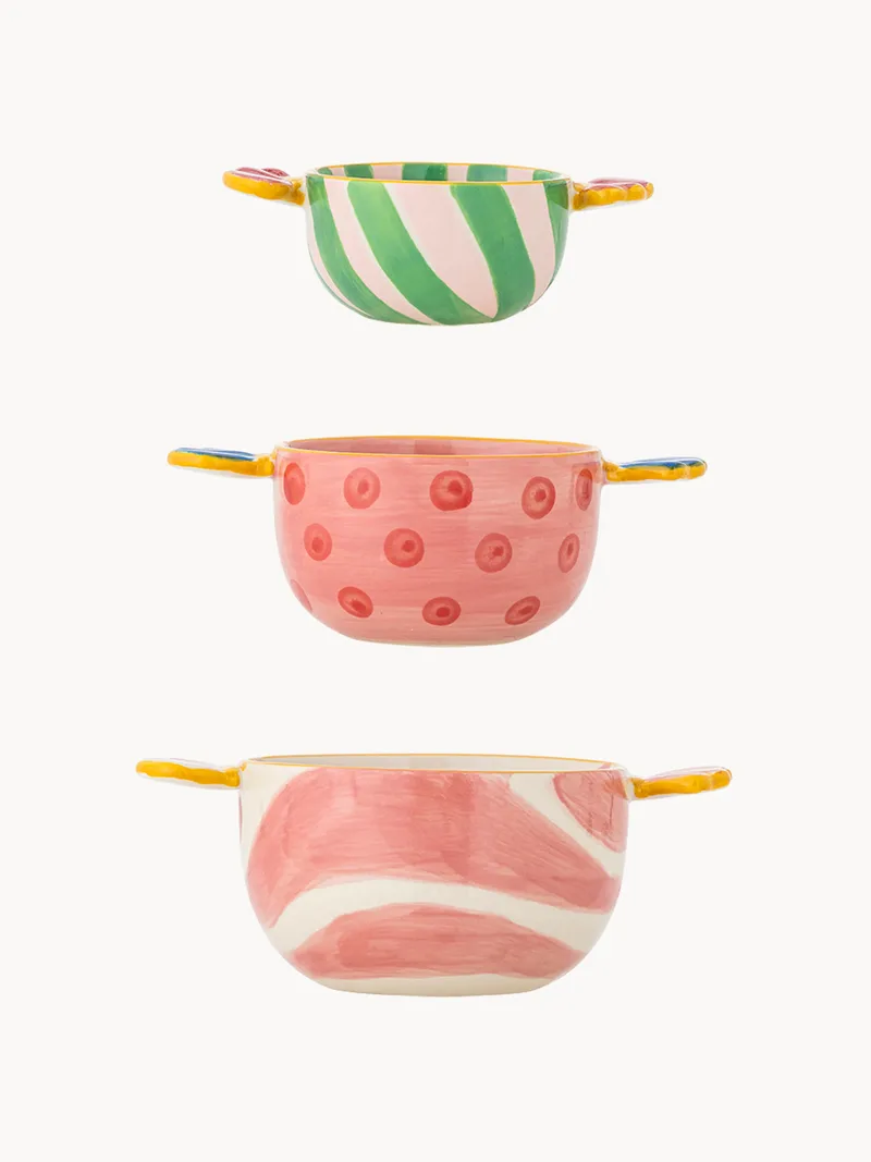 Handbeschilderde schalen Caramella (set van 3) van Bloomingville – productfoto