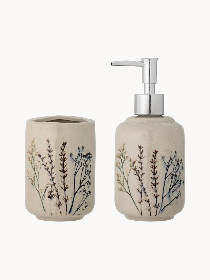 Handgemaakte badkameraccessoires Bea met grasmotief, set van 2 von Bloomingville – Produktfoto