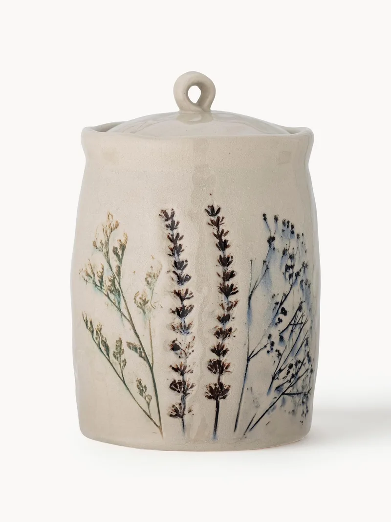 Handgemaakte opbergpot Bea met grasmotief van Bloomingville – productfoto