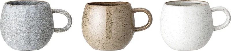 Handgemaakte theemokken - Addison - Beker stoneware set van 3 från Bloomingville i Brun – produktbild