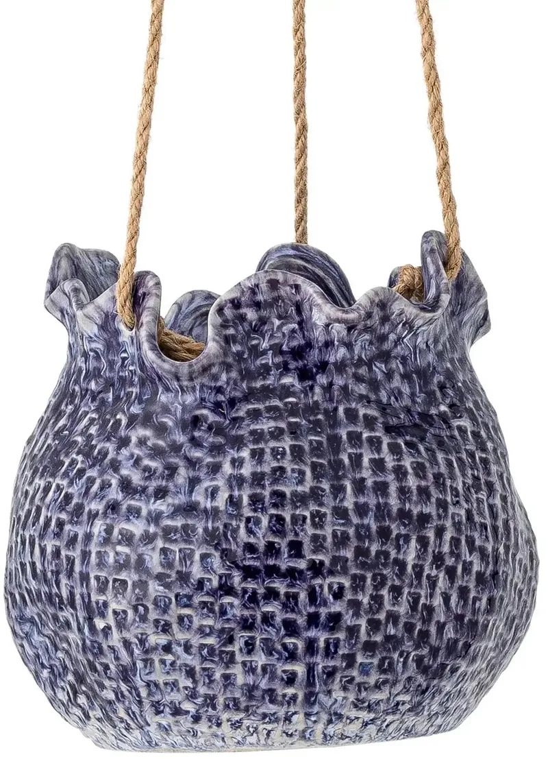 Hangbloempot aardewerk blauw Lottie 17cm by Bloomingville in [gid://shopify/Metaobject/303390916943] – product photo