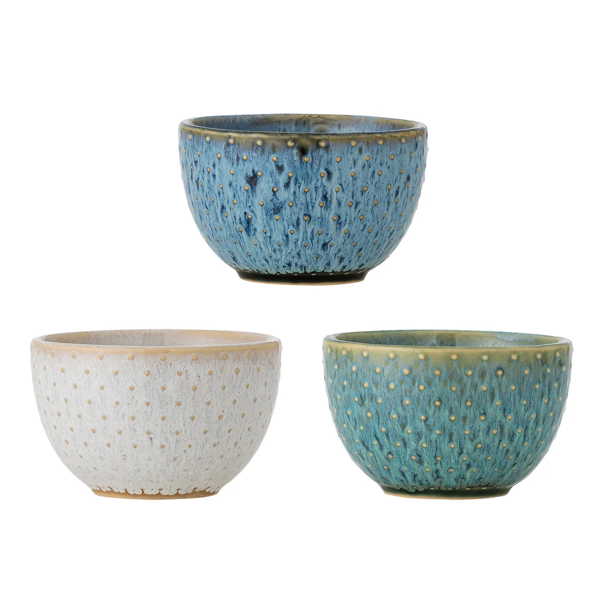 Harriet Skål, Blå, Stentøj, D10xH6,5 cm, Set of 3 van Bloomingville – productfoto