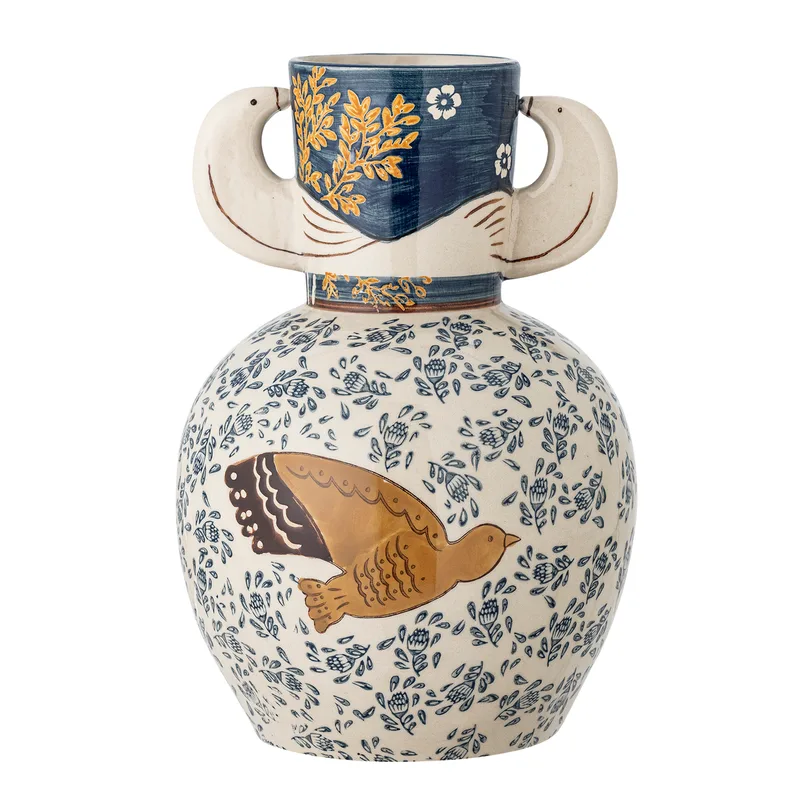 Hezha Vase - blaues Steinzeug, 23,5 cm hoch fra Bloomingville – produktbillede
