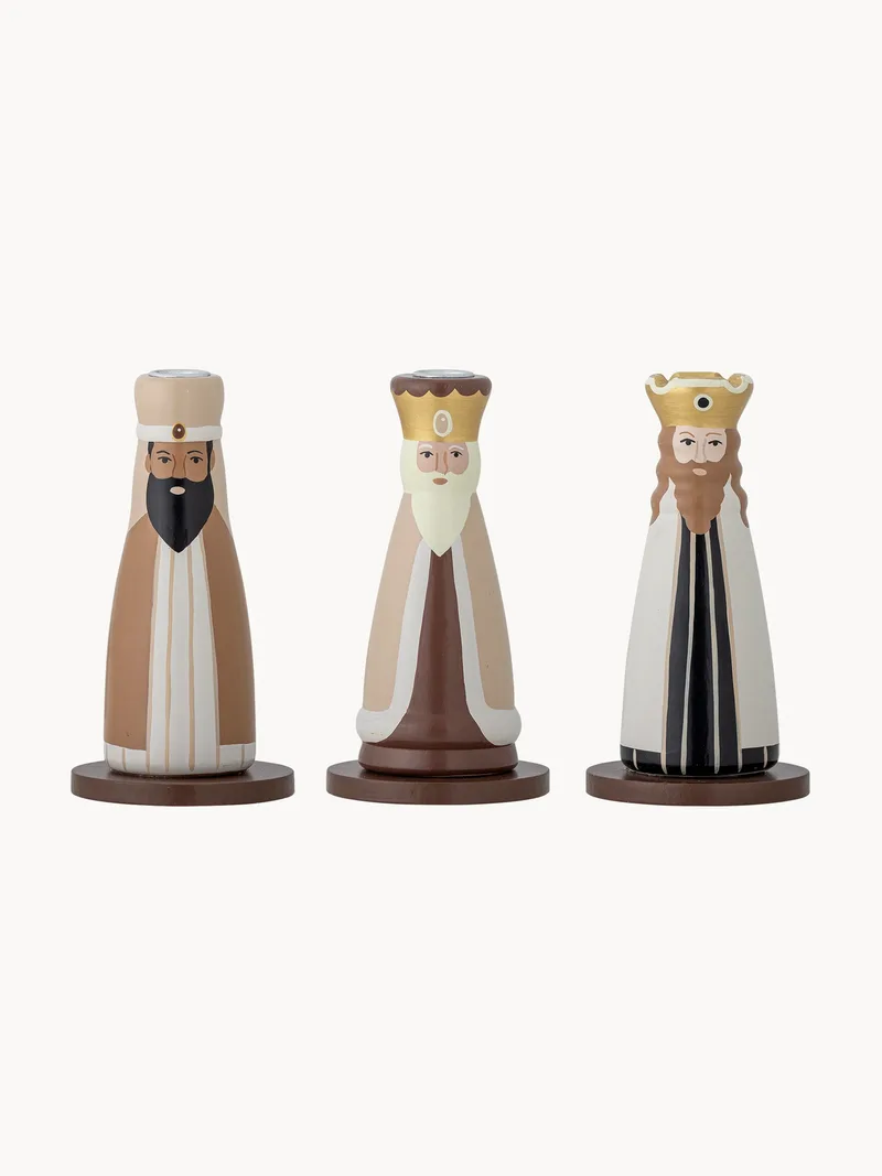Houten kaarshouders Betiel, 3-delig van Bloomingville – productfoto