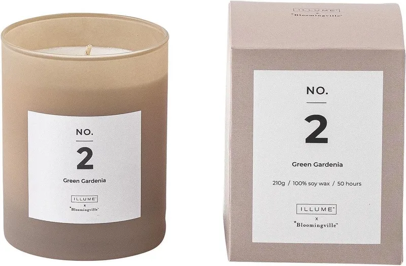 Illume No. 2 "Green Gardenia "Geurkaars Beige - 210 gr - 50u - D 8 cm - H 10 cm van Bloomingville in Roos – productfoto
