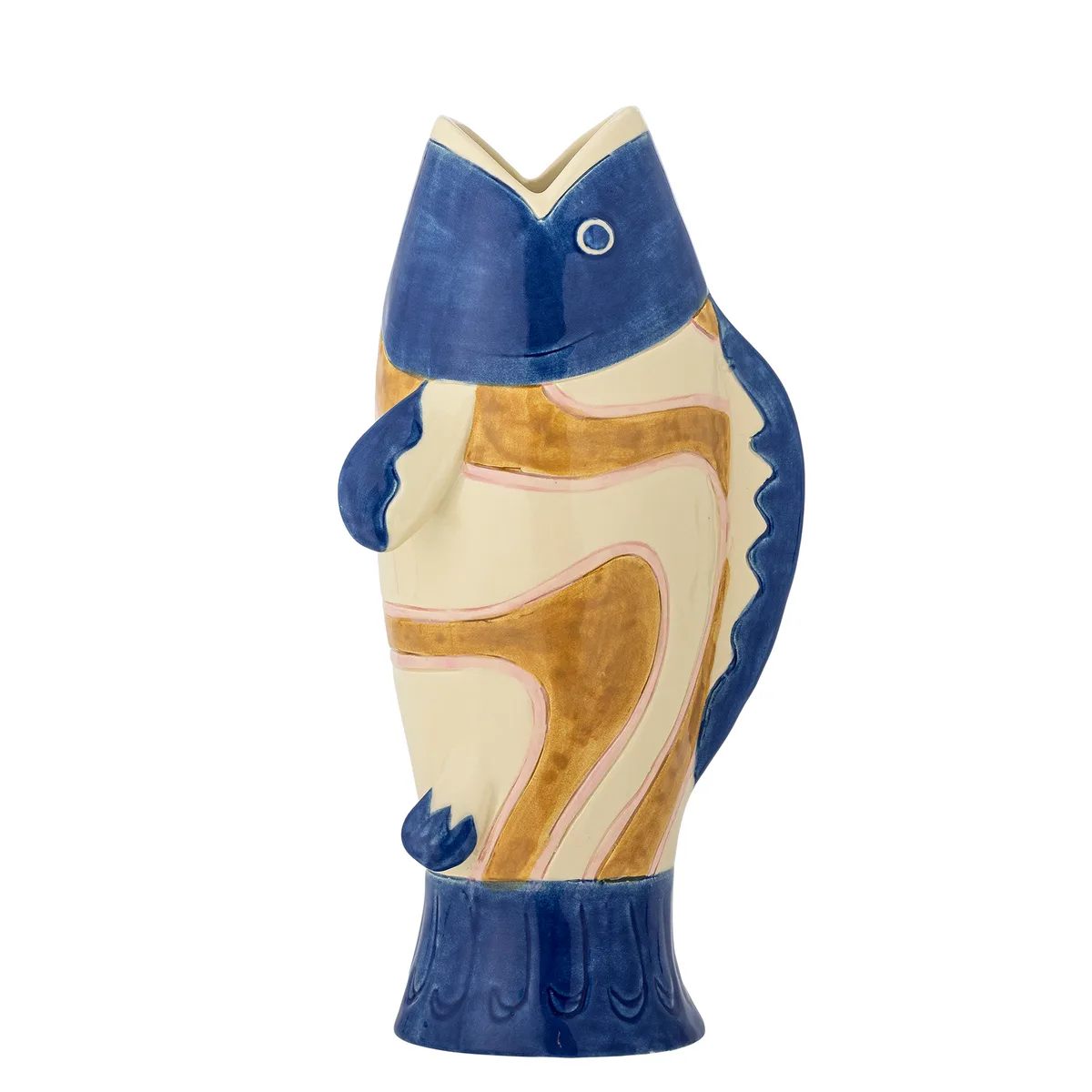 Irving Vase, Blå, Stentøj, L11xH22xW7,5 cm från Bloomingville – produktbild