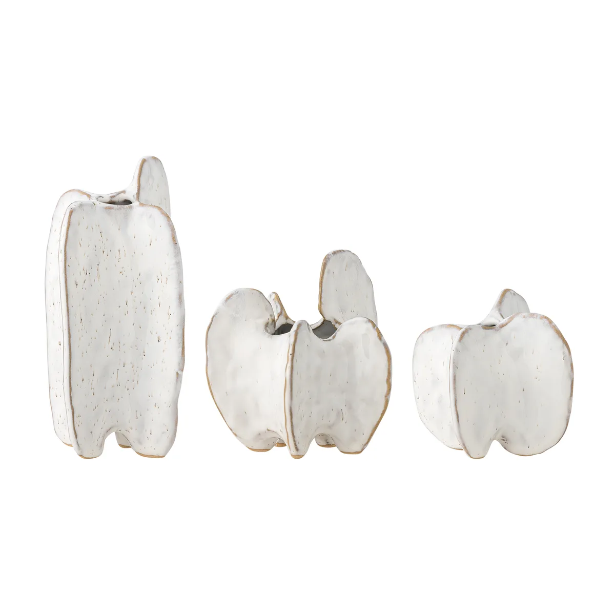 Jayce Vase, Hvid, Stentøj, D8xH8/D10xH10,5/D8xH15 cm, Set of 3 de Bloomingville – photo du produit