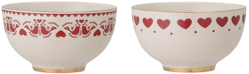 Jolly Kerstschaal, Ø 14 cm, / wit (set van 2) fra Bloomingville i Rød – produktbillede