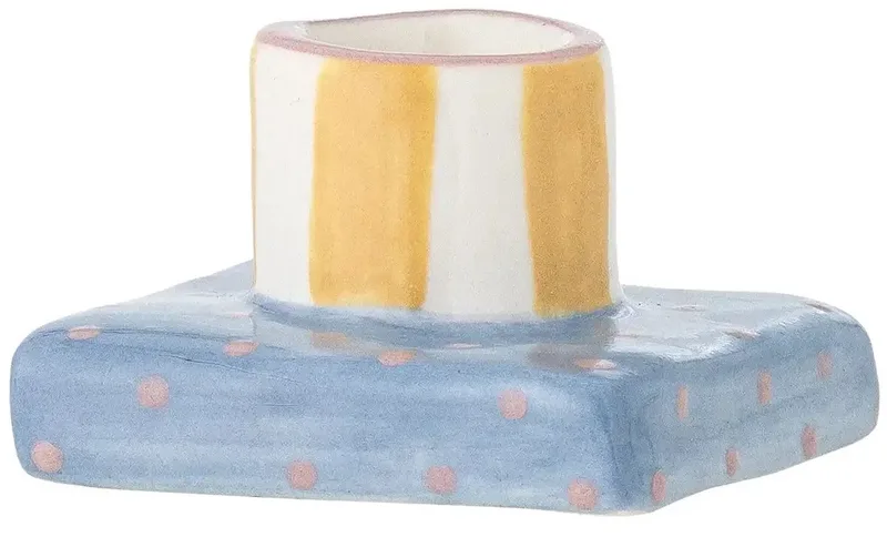Kandelaar aardewerk blauw Tacana by Bloomingville in [gid://shopify/Metaobject/303390916943] – product photo