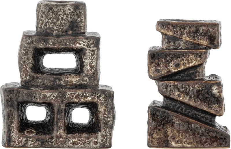 Kandelaar aardewerk bruin Hale - set van 2 by Bloomingville in [gid://shopify/Metaobject/307221758287] – product photo