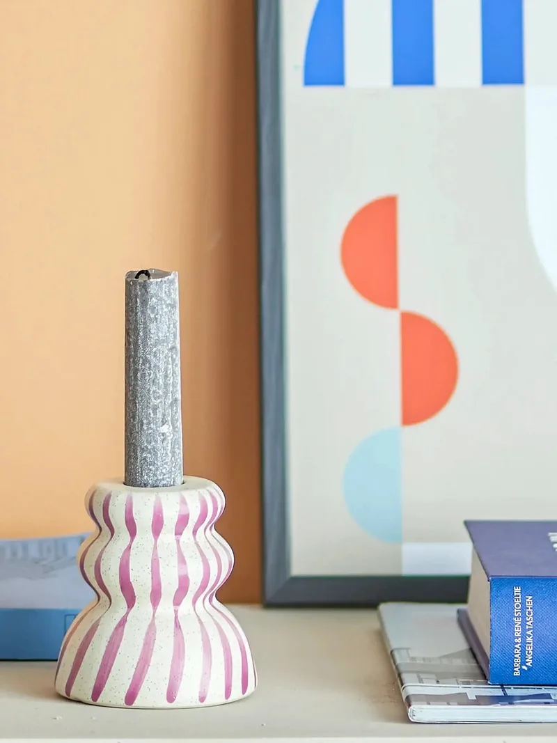 Kandelaar aardewerk Gabin 8cm by Bloomingville in Paars – product photo