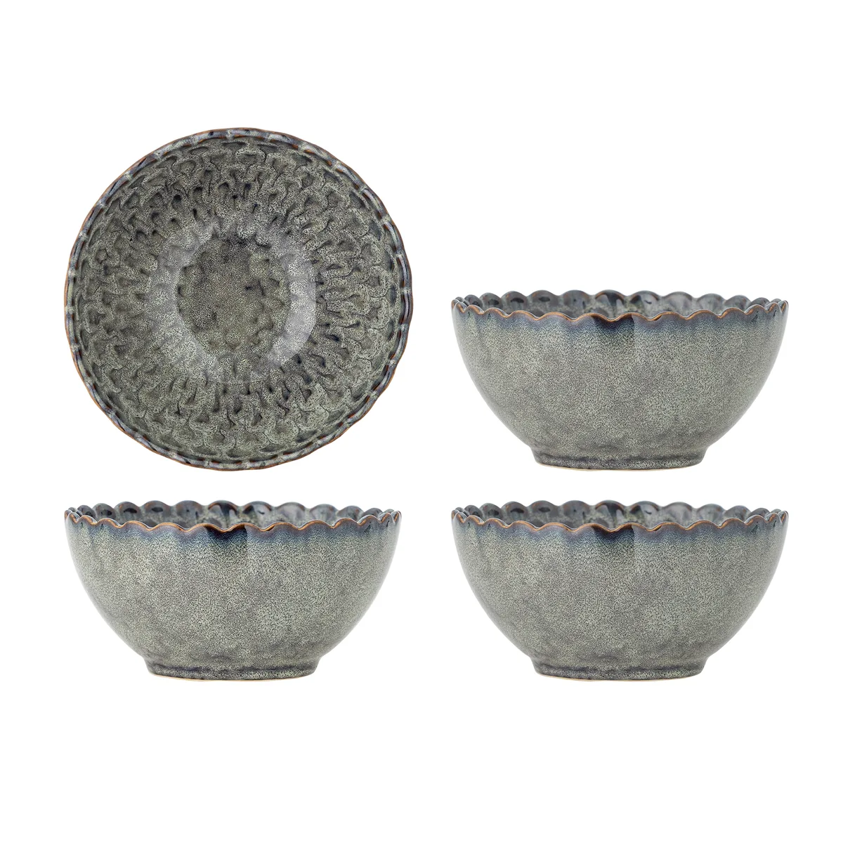 Katrina Skål, Grå, Stentøj, D15,5xH7,5 cm, Set of 4 de Bloomingville – photo du produit