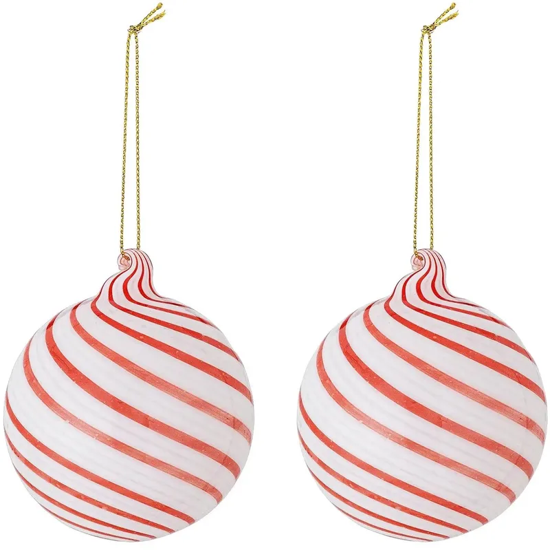 Kerstbal glas rood Zwirl - 2 stuks de Bloomingville en [gid://shopify/Metaobject/307232833871] – photo du produit