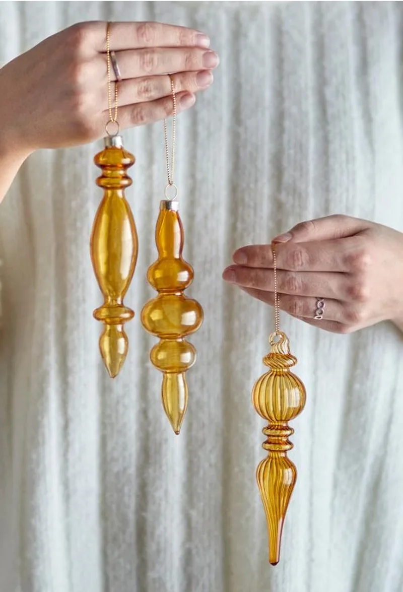 Kerstornament glas goud Auralia - set van 3 de Bloomingville en [gid://shopify/Metaobject/303390884175] – photo du produit