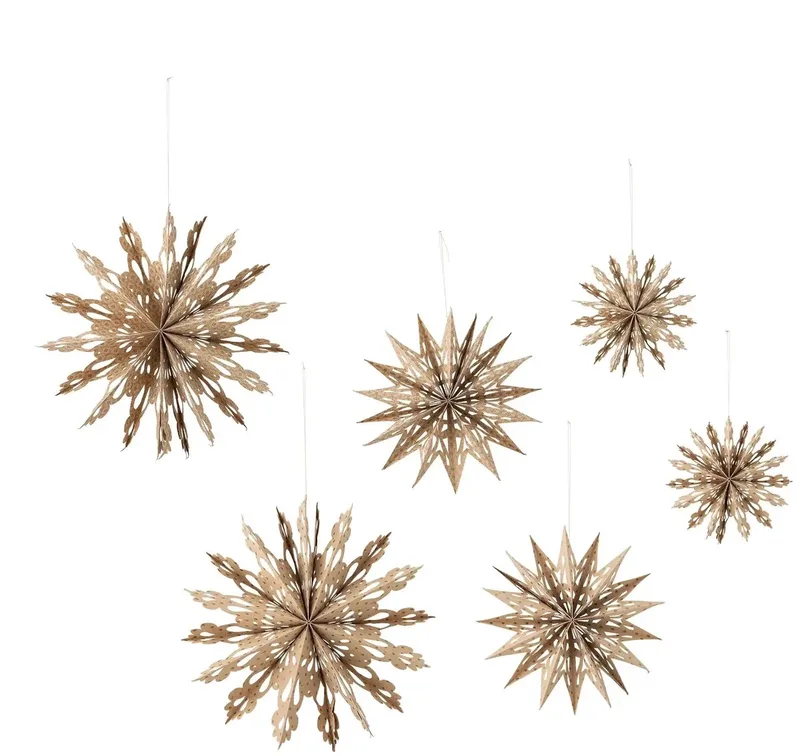 Kerstornament papier - 6 stuks von Bloomingville in Nature – Produktfoto