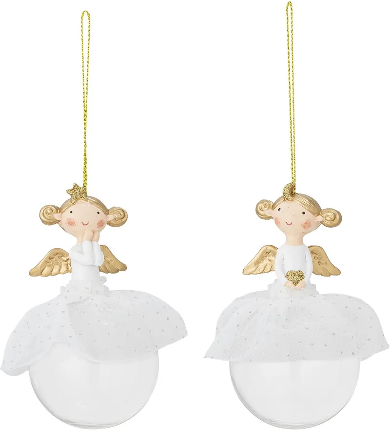 Kerstornament polyresin wit Griselda - set van 2 von Bloomingville in [gid://shopify/Metaobject/296204665167] – Produktfoto