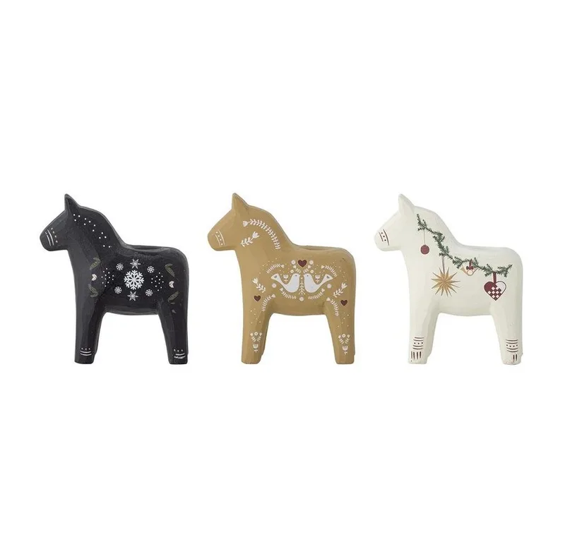 Kerzenständer Siffer (Set, 3 St., 3er Set), Dalapferd, gemustert, 9,5 x 10 x 4,5 cm, mehrfarbig by Bloomingville in Bunt – product photo