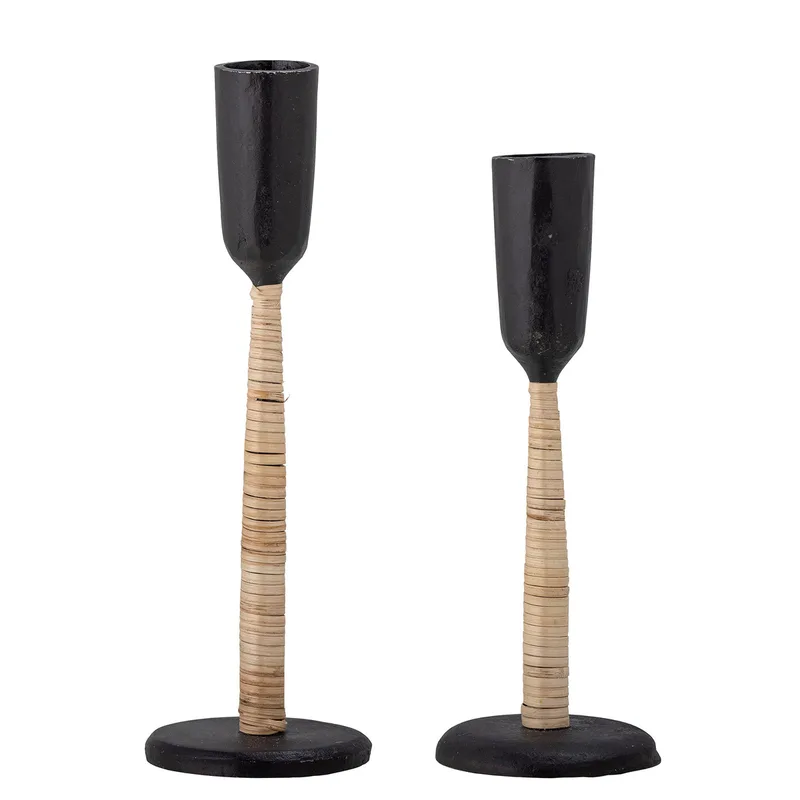 Kesha Kerzenhalter, 2er-Set, Metall, Schwarz von Bloomingville fra Bloomingville – produktbillede
