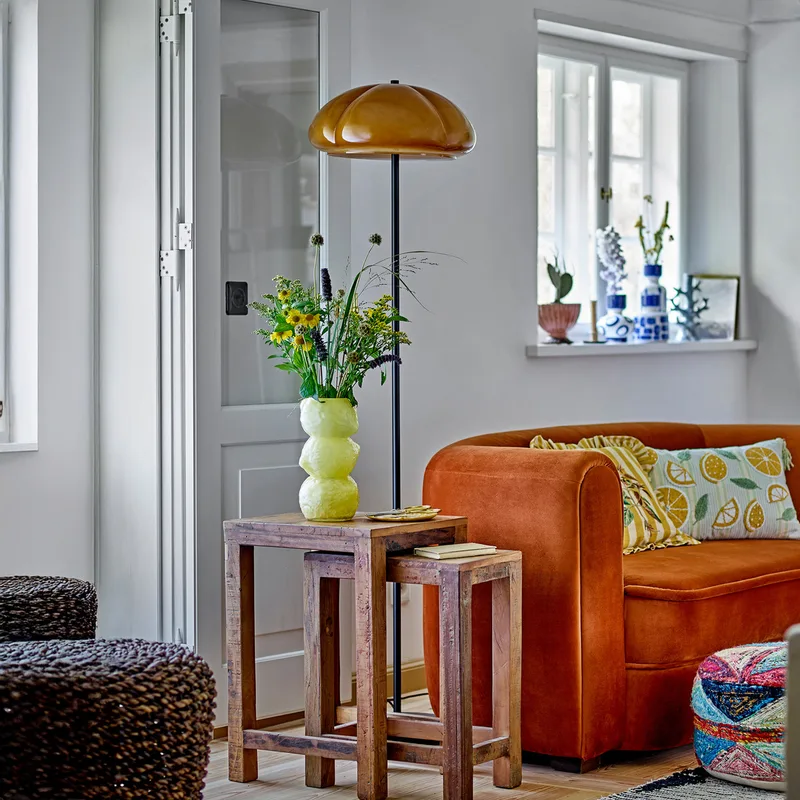 Kinoko vloerlamp, geel, 2-lamps, hoogte 157 cm - Bloomingville - Woonkamer - Scandinavisch - Metaal - Meerdere lampen von Bloomingville – Produktfoto