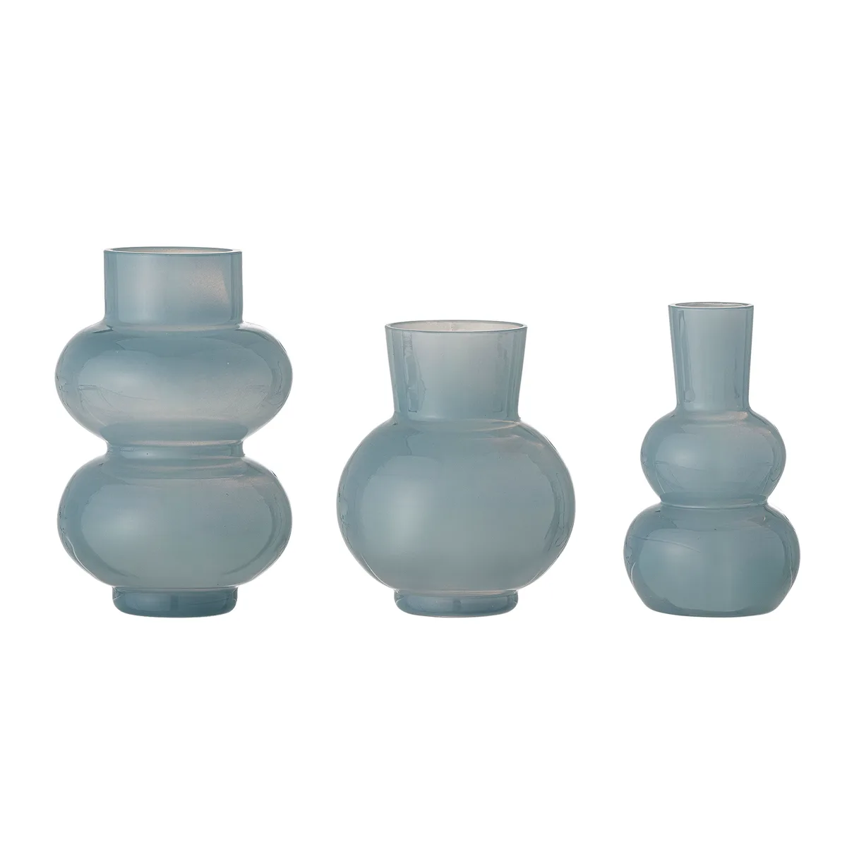 Kinsie Vase, Blå, Glas, D10xH12/D7,5xH13/D10xH15 cm, Set of 3 de Bloomingville – photo du produit