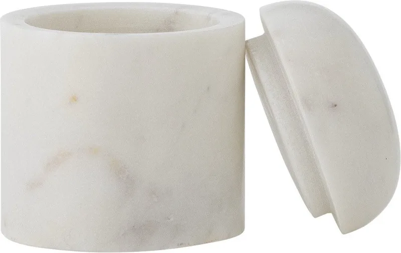 Lira pot met deksel wit marmer 9cm von Bloomingville in [gid://shopify/Metaobject/296204665167] – Produktfoto