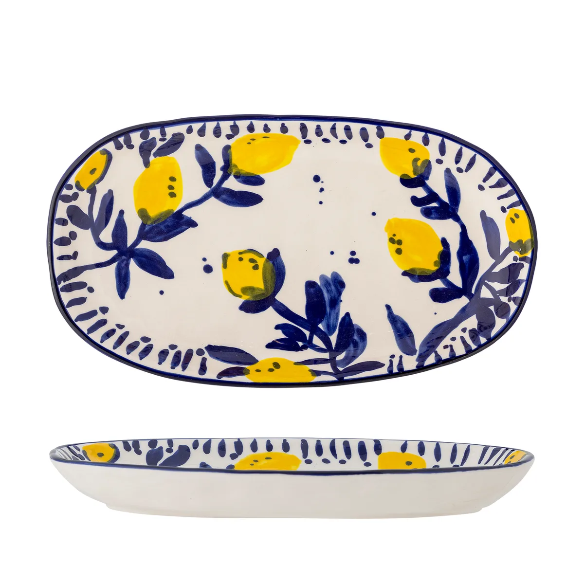 Maxima Serveringsfad, Blå, Stentøj, L29xH4xW16,5 cm von Bloomingville – Produktfoto