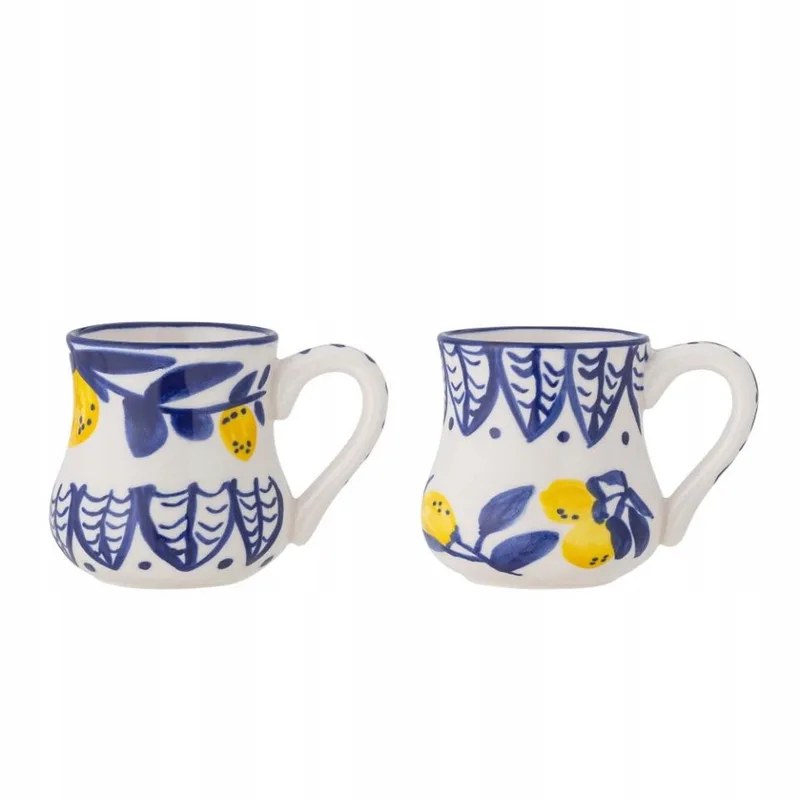 Merkloze Espresso Kopjes 2 stuks 114ml - Blauw & Geel Handgemaakt by Bloomingville in Blauw & Geel – product photo