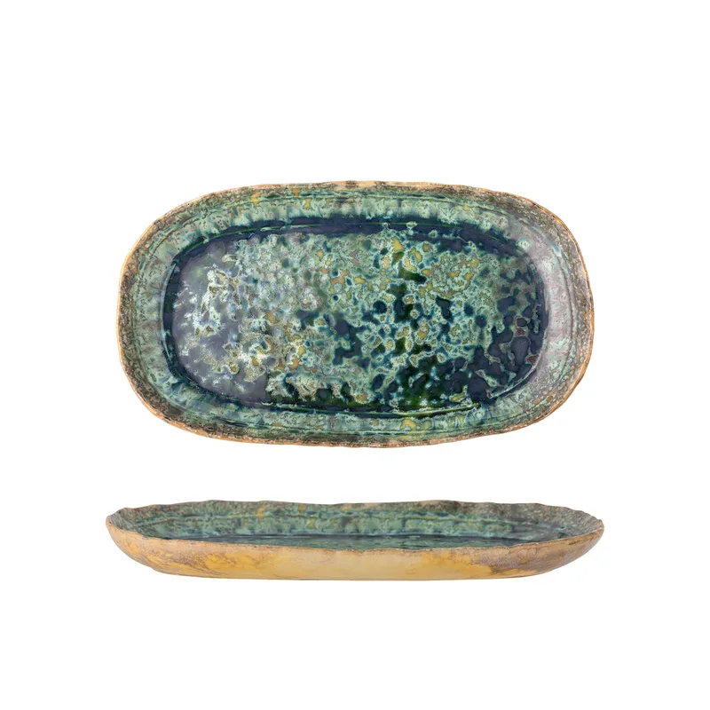 Milani Servierplatte - grünes Steinzeug, 37x21 cm fra Bloomingville – produktbillede