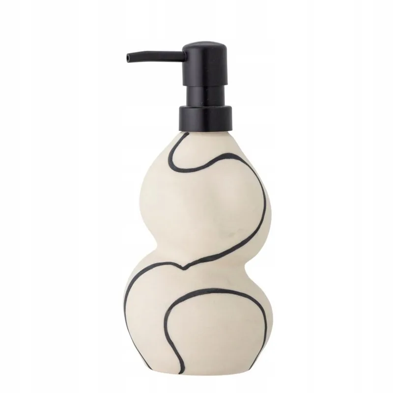 Minna Zeepdispenser - met Handgeschilderd Zwart Patroon van Bloomingville in Beige – productfoto