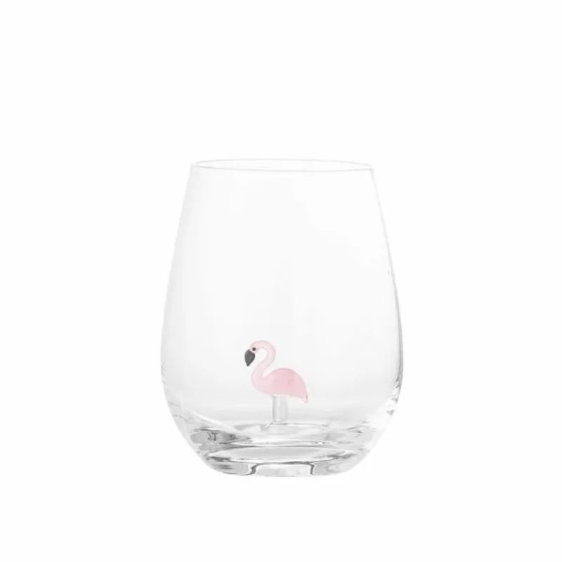 Misa Drinkglas met Flamingo – mondgeblazen glas – 560 ml by Bloomingville in Transparant – product photo