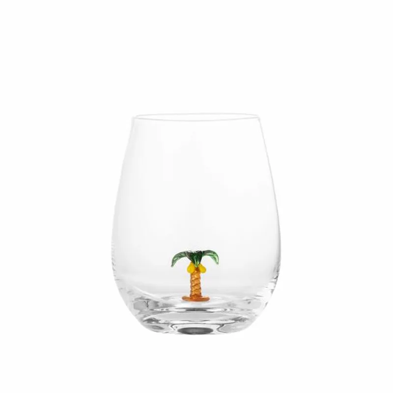 Misa Drinkglas met Palmboom – mondgeblazen glas – 560 ml van Bloomingville in Transparant – productfoto