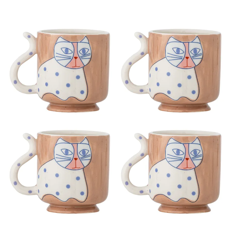 Missy Tasse, Braun, Steingut, 4er-Set für Frauen fra Bloomingville – produktbillede