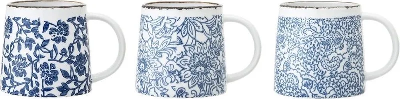 Mok aardewerk blauw Molly - set van 3 by Bloomingville in [gid://shopify/Metaobject/303390916943,gid://shopify/Metaobject/307232571727] – product photo