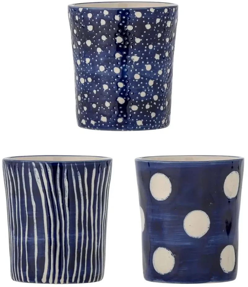 Mok aardewerk Minoa - set van 3 by Bloomingville in Blauw – product photo