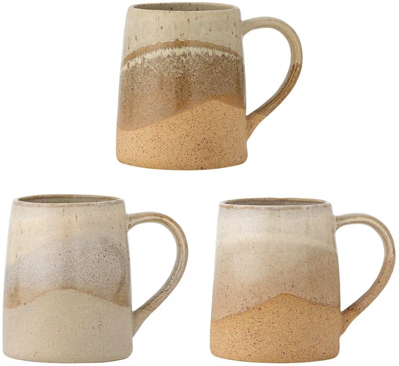 Mokken aardewerk bruin Soleia set van 3 van Bloomingville in [gid://shopify/Metaobject/307221758287] – productfoto