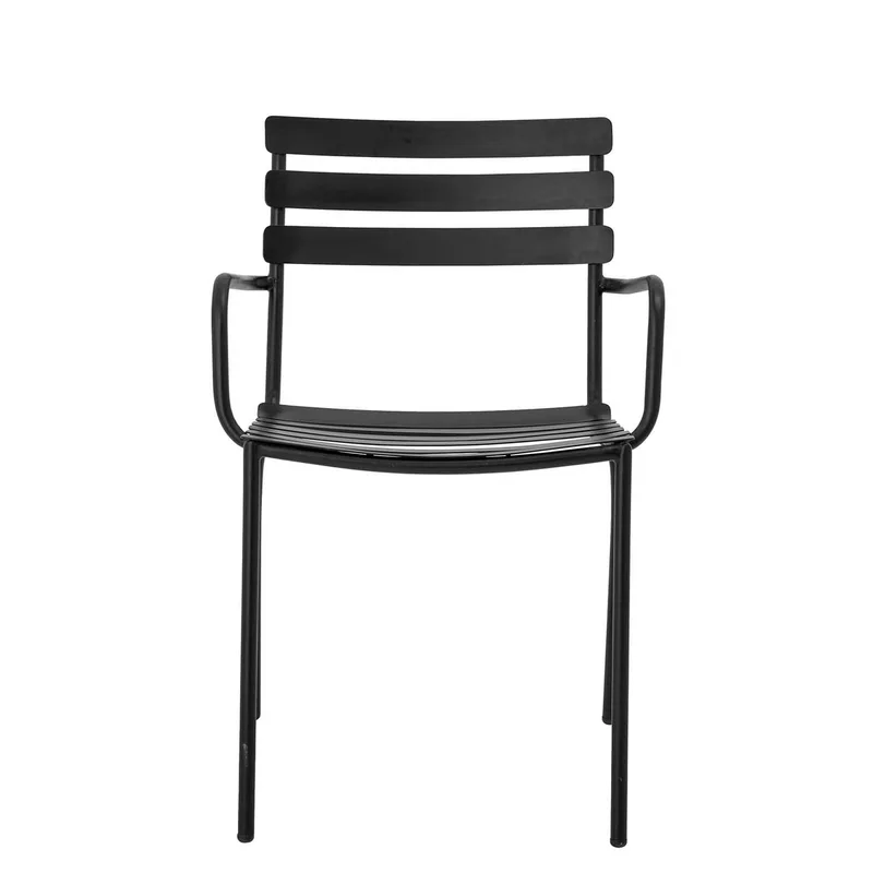 Monsi Gartenstuhl mit Armlehnen - schwarz verzinktes Eisen für Outdoor von Bloomingville – Produktfoto