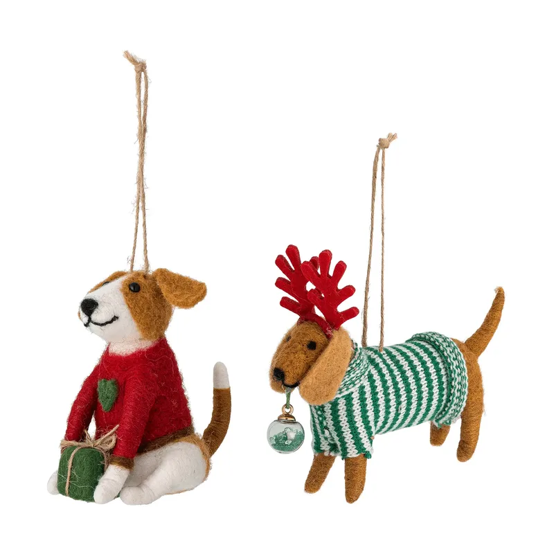 Monty Weihnachtsanhänger Rot-Grün, 2-teilig, 12 cm från Bloomingville – produktbild