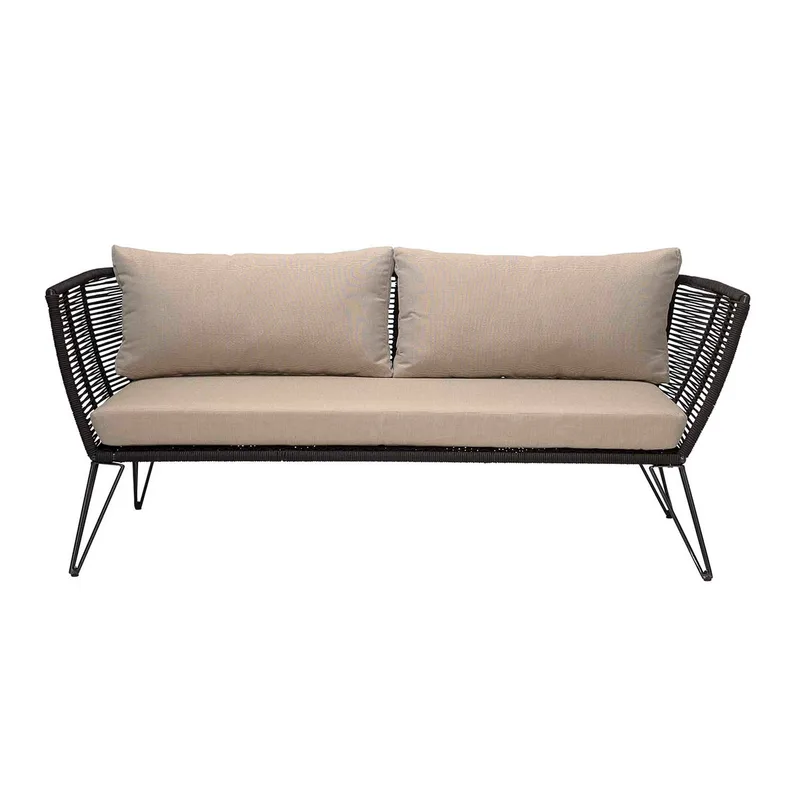Mundo Gartensofa mit Kissen, schwarzes Seil und Metall, Outdoormöbel, Schwarz fra Bloomingville – produktbillede
