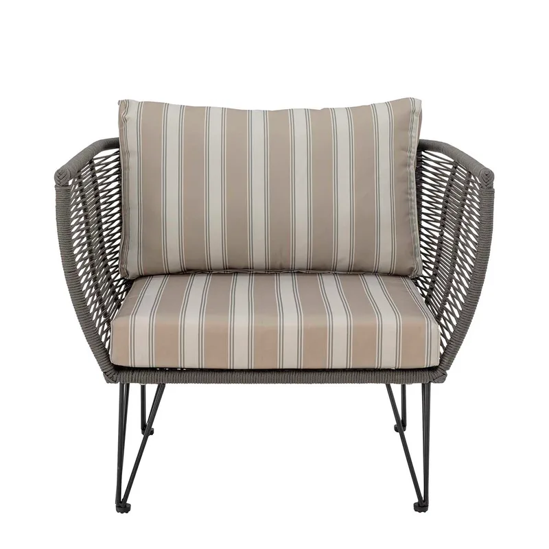 Mundo Outdoor-Loungesessel mit Kissen, grünes Polyesterseil und Metall für Außen fra Bloomingville – produktbillede