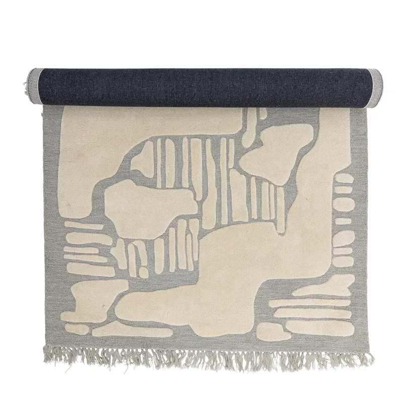 Napoli Teppich, rechteckig – graue Wolle (200x140) für Wohnzimmer van Bloomingville – productfoto
