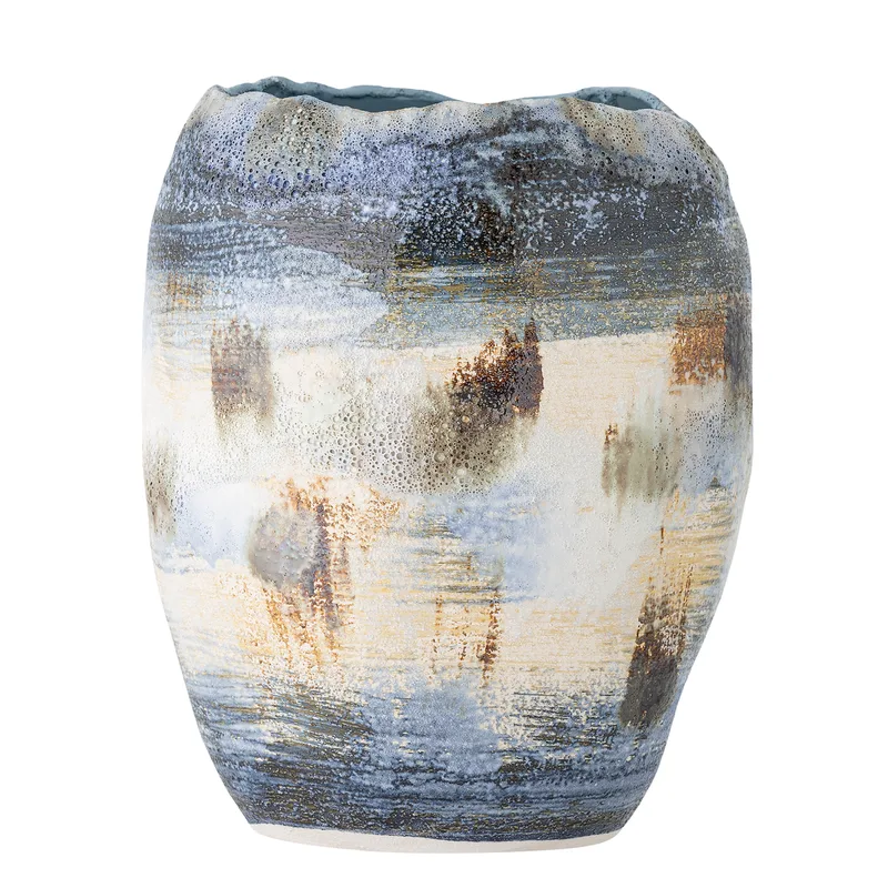 Nienna Vase - blaues, weißes und braunes Steingut by Bloomingville – product photo